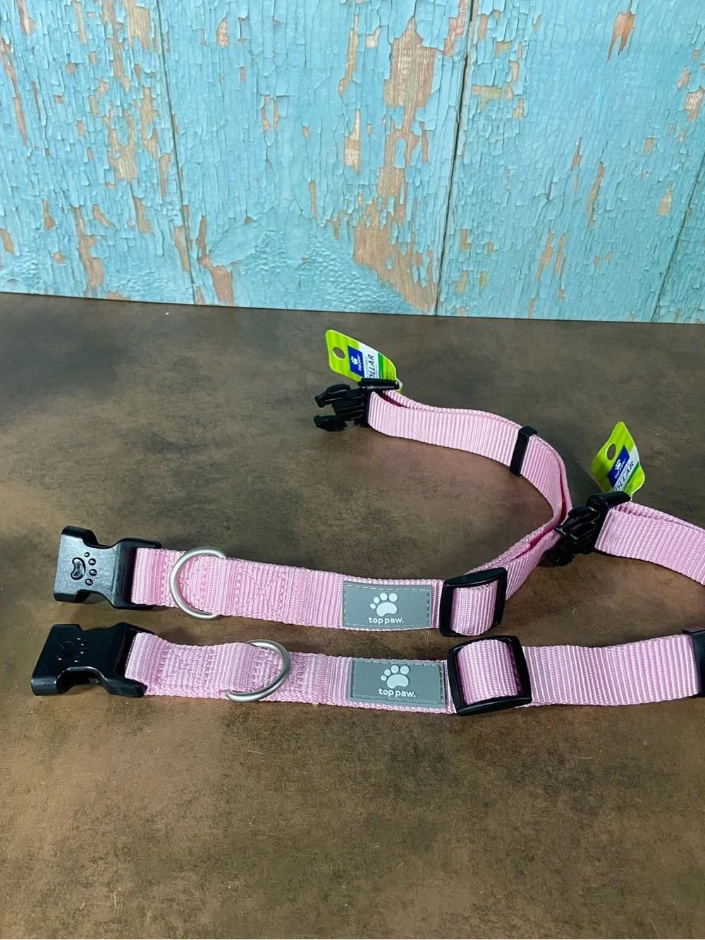 2 Top Paw Pink Adjustable Collar Set w/reflective piece